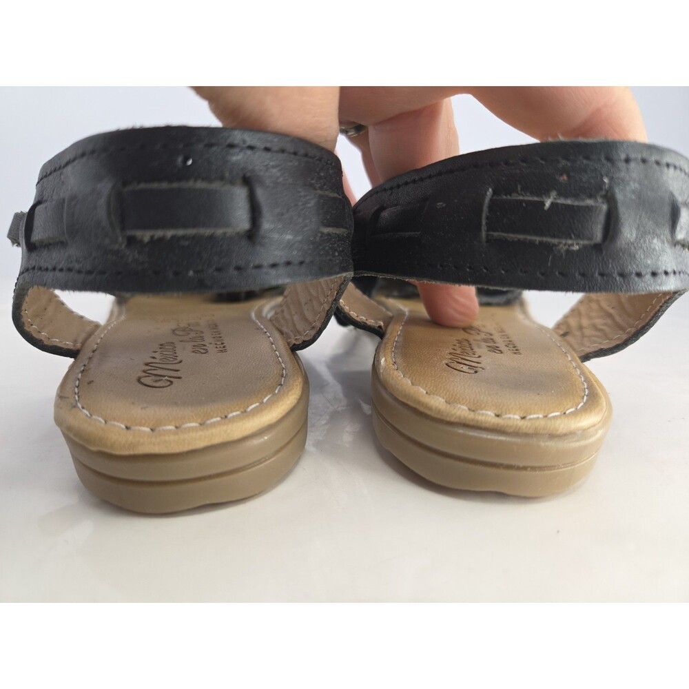 Mexican Handmade en La Piel Black Tooled Leather Sandals w/leg Straps US 7 NWOB - Picture 6 of 11